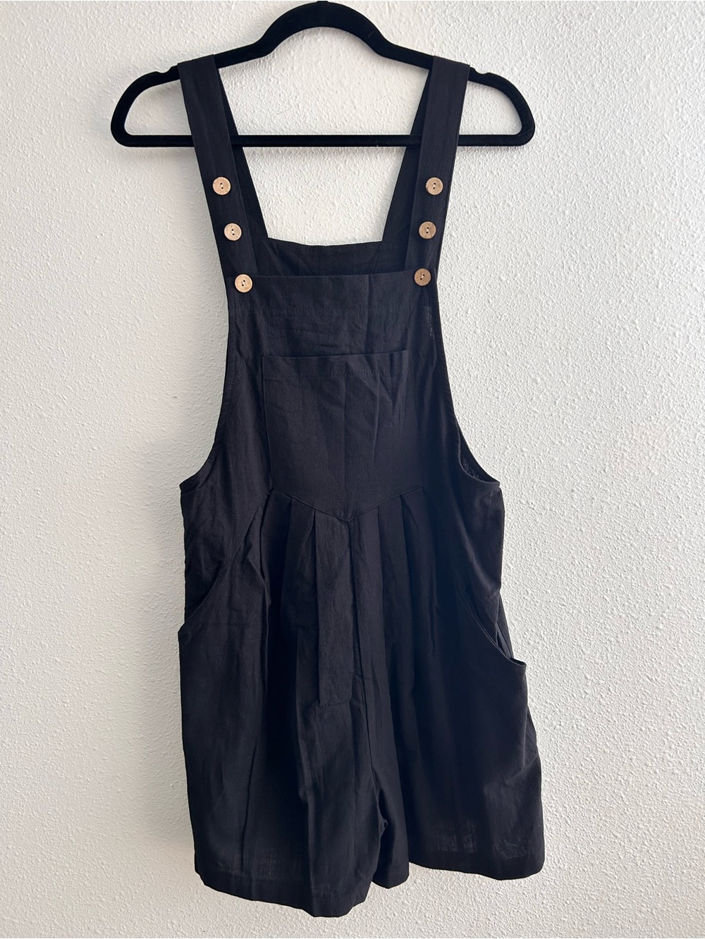 Black Women's Button-Strap Pinafore Romper